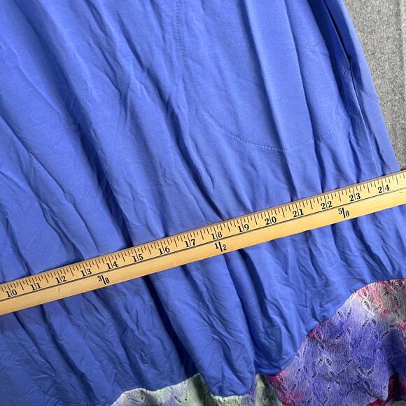 LOGO by Lori Goldstein Dress with Tie-Dye Hem Gemstone Blue Petite Small - Picture 7 of 11